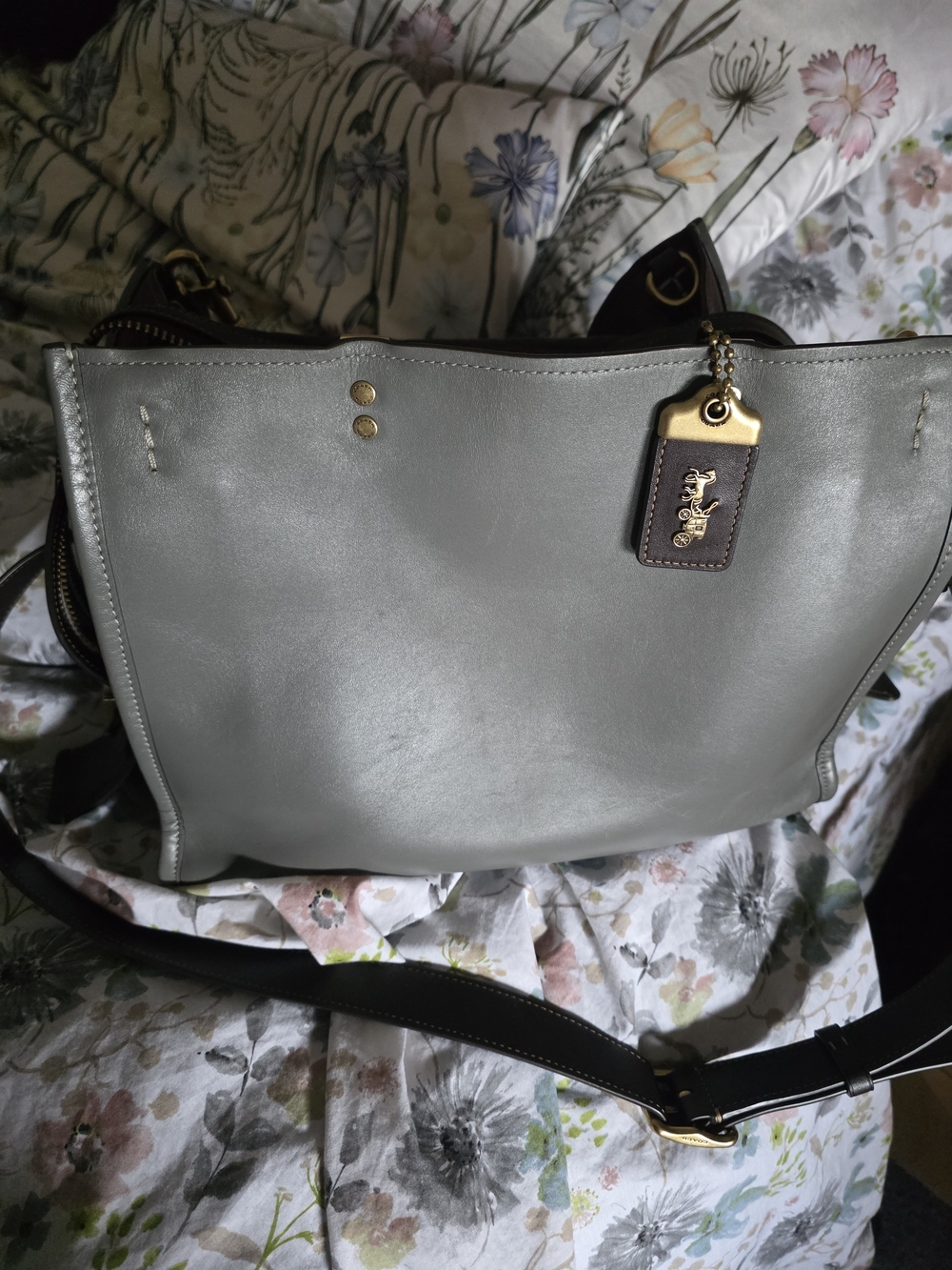 Coach Gray Colorblock Leather Rogue Bag